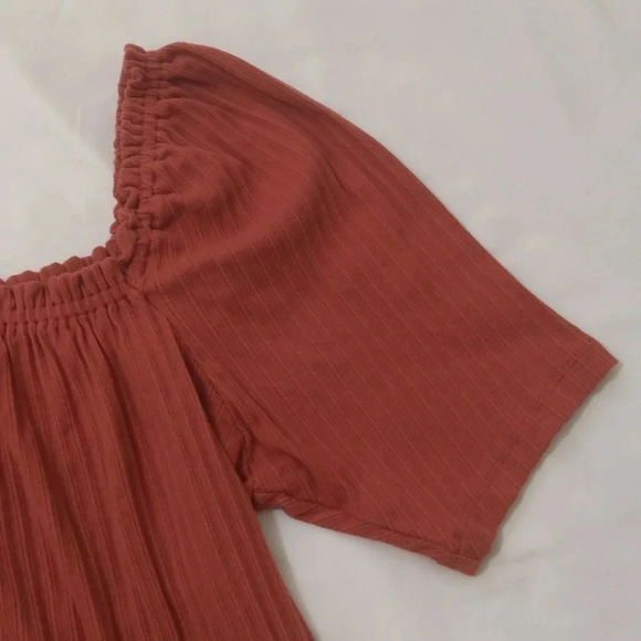 Madewell Knit Pointelle Peasant Top, Color Terracotta Size M - Picture 7 of 12